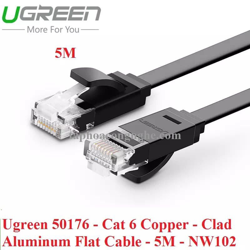 Ugreen 50176 5M màu Đen Cáp mạng LAN CAT6 dây dẹt NW102 30050176